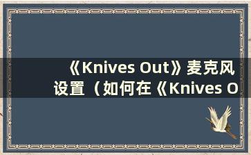 《Knives Out》麦克风设置（如何在《Knives Out》PC版中打开麦克风）